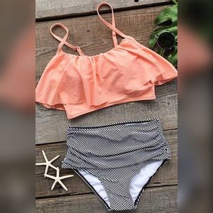Seaside Gale Falbala High-Waisted Bikini Set
